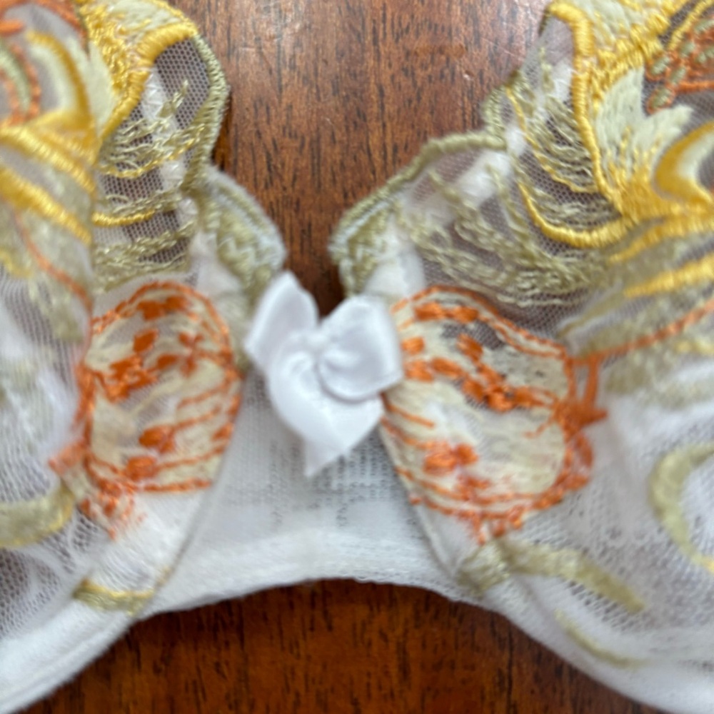 Antinea by Lise Charmel French Lingerie 32C Bra  White Yellow Orange - Picture 3 of 8